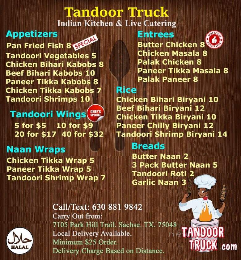 Tandoor Truck - Sachse, TX menu_pic