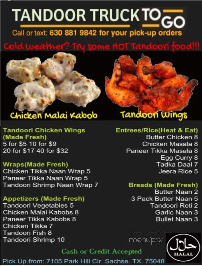 Tandoor Truck - Sachse, TX menu_pic