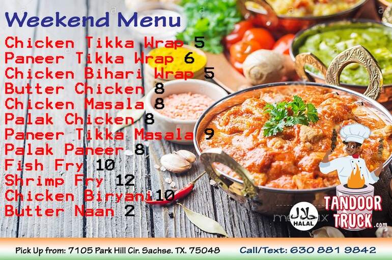 Tandoor Truck - Sachse, TX menu_pic