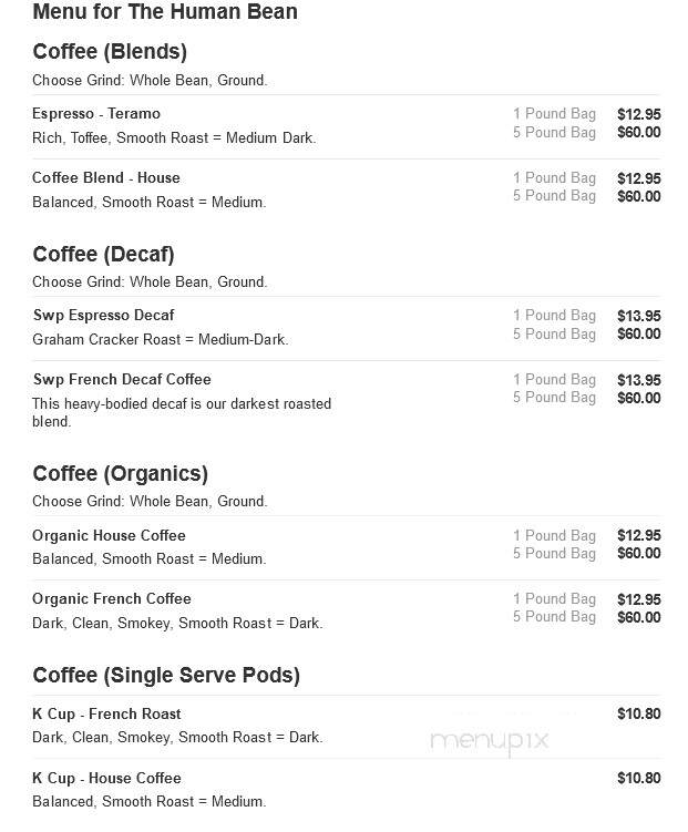 The Human Bean - Midland, TX menu_pic