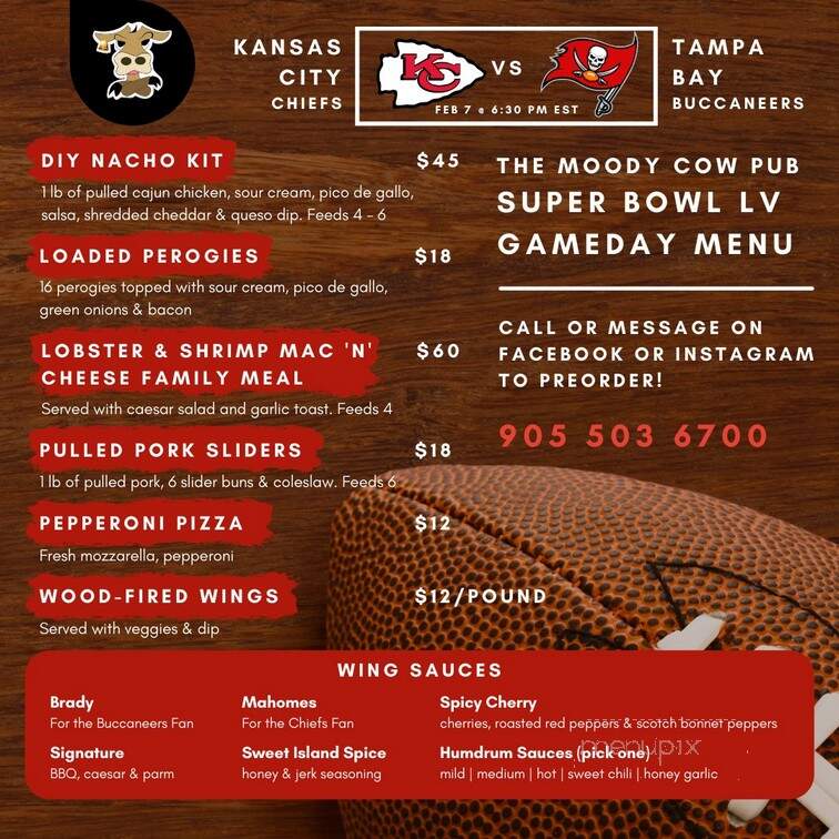 The Moody Cow Pub - Aurora, ON menu_pic