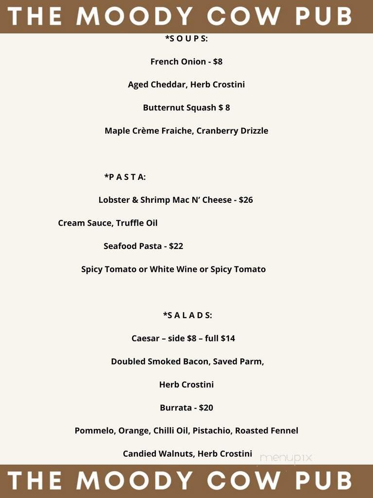The Moody Cow Pub - Aurora, ON menu_pic