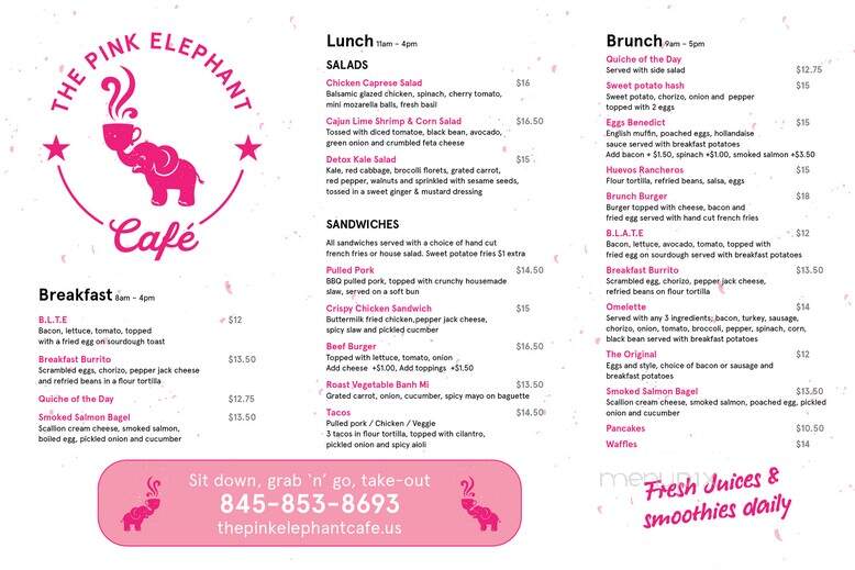 The Pink Elephant Cafe - Kingston, NY menu_pic