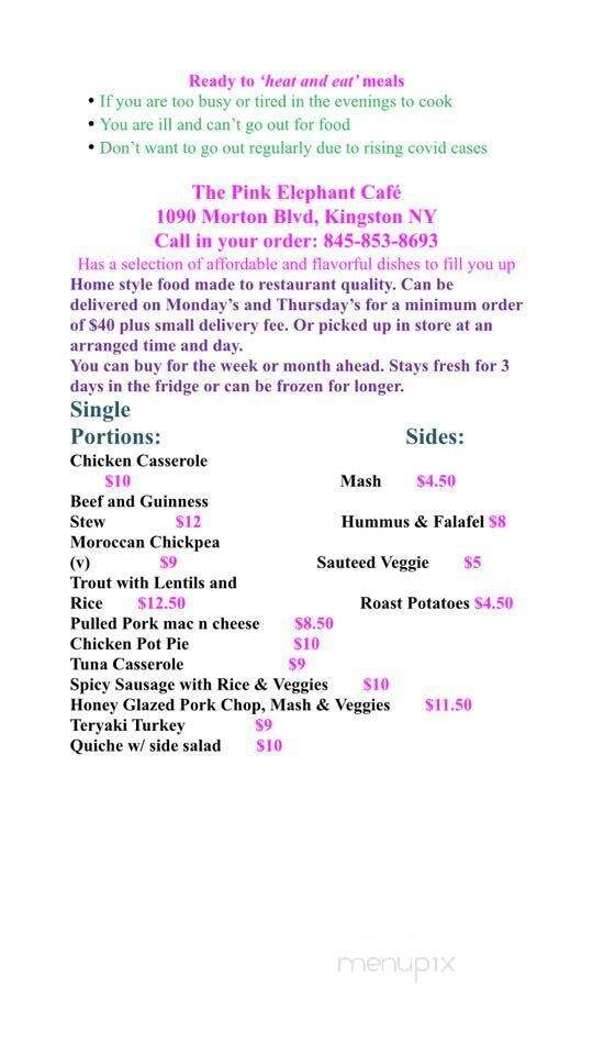The Pink Elephant Cafe - Kingston, NY menu_pic