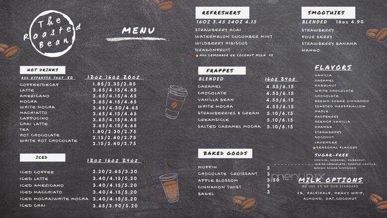 The Roasted Bean - Eden, NC menu_pic
