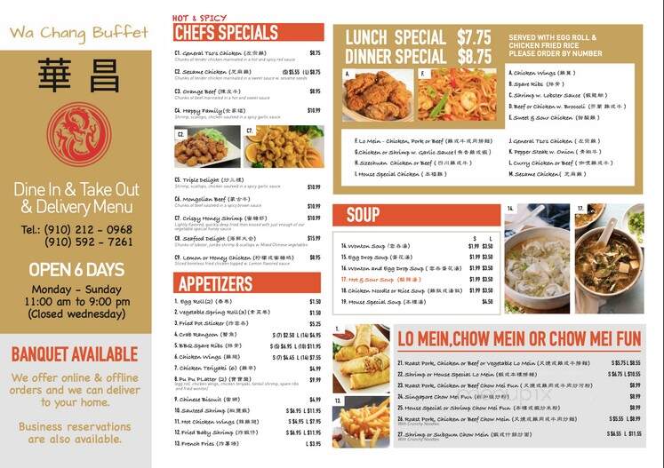 Wa Chang - Clinton, NC menu_pic