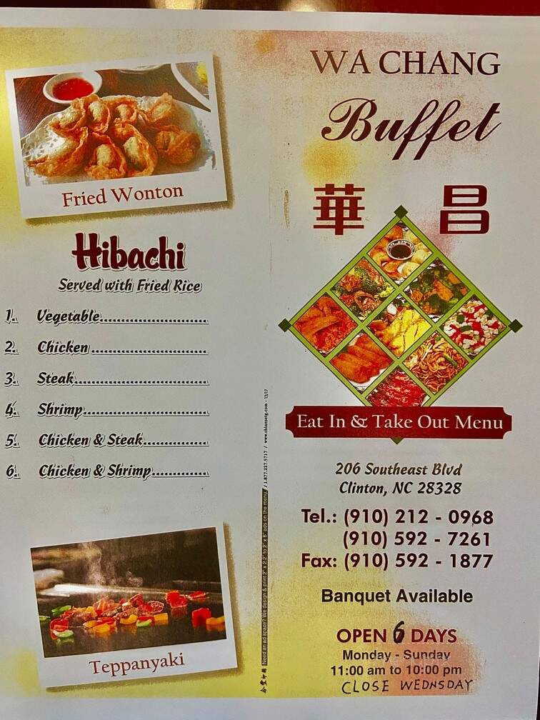 Wa Chang - Clinton, NC menu_pic
