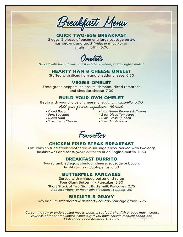 Waters Edge Pizzeria - North Fork, ID menu_pic