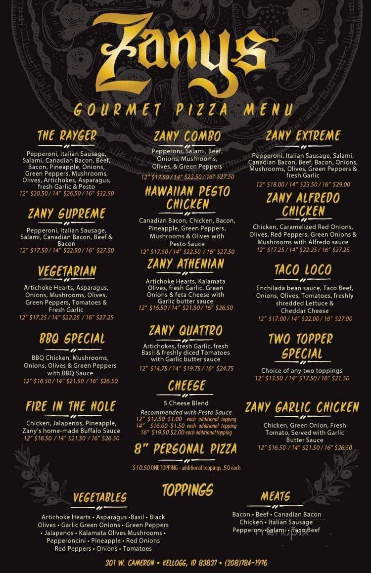 Zanys Sunshine - Kellogg, ID menu_pic