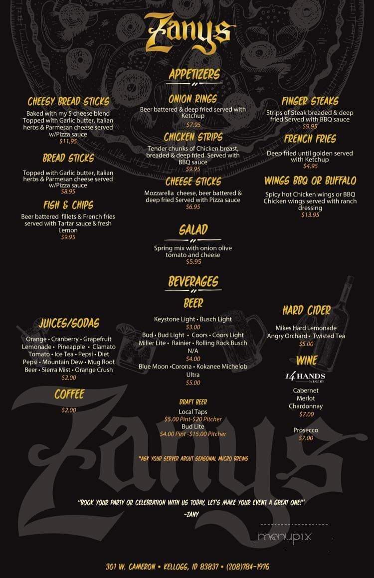 Zanys Sunshine - Kellogg, ID menu_pic