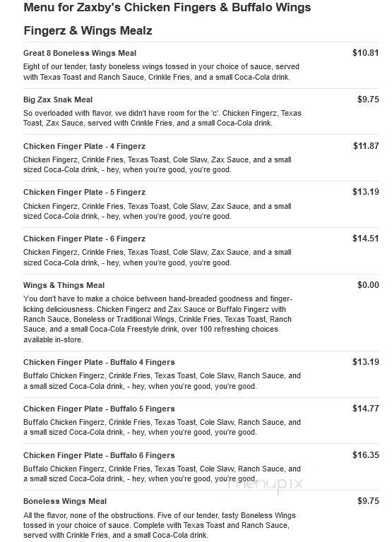 Zaxby's Chicken Fingers & Buffalo Wings - Blythewood, SC menu_pic