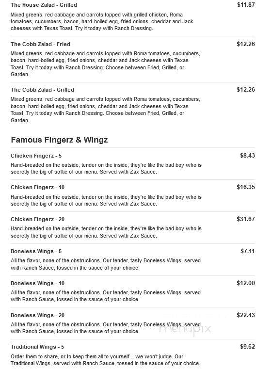 Zaxby's Chicken Fingers & Buffalo Wings - Blythewood, SC menu_pic