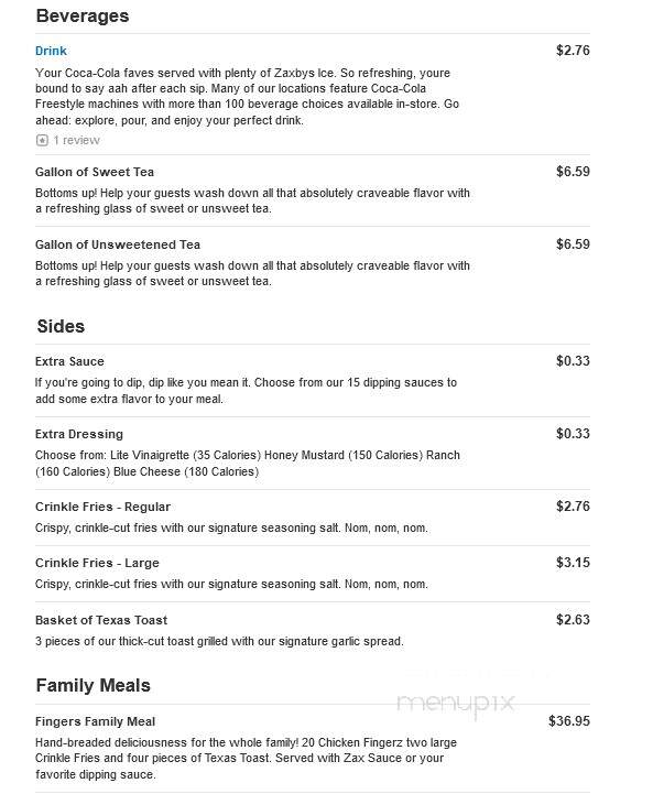 Zaxby's Chicken Fingers & Buffalo Wings - Blythewood, SC menu_pic