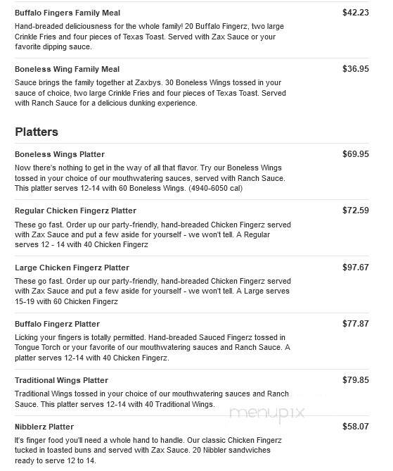 Zaxby's Chicken Fingers & Buffalo Wings - Blythewood, SC menu_pic