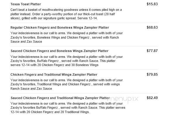 Zaxby's Chicken Fingers & Buffalo Wings - Blythewood, SC menu_pic
