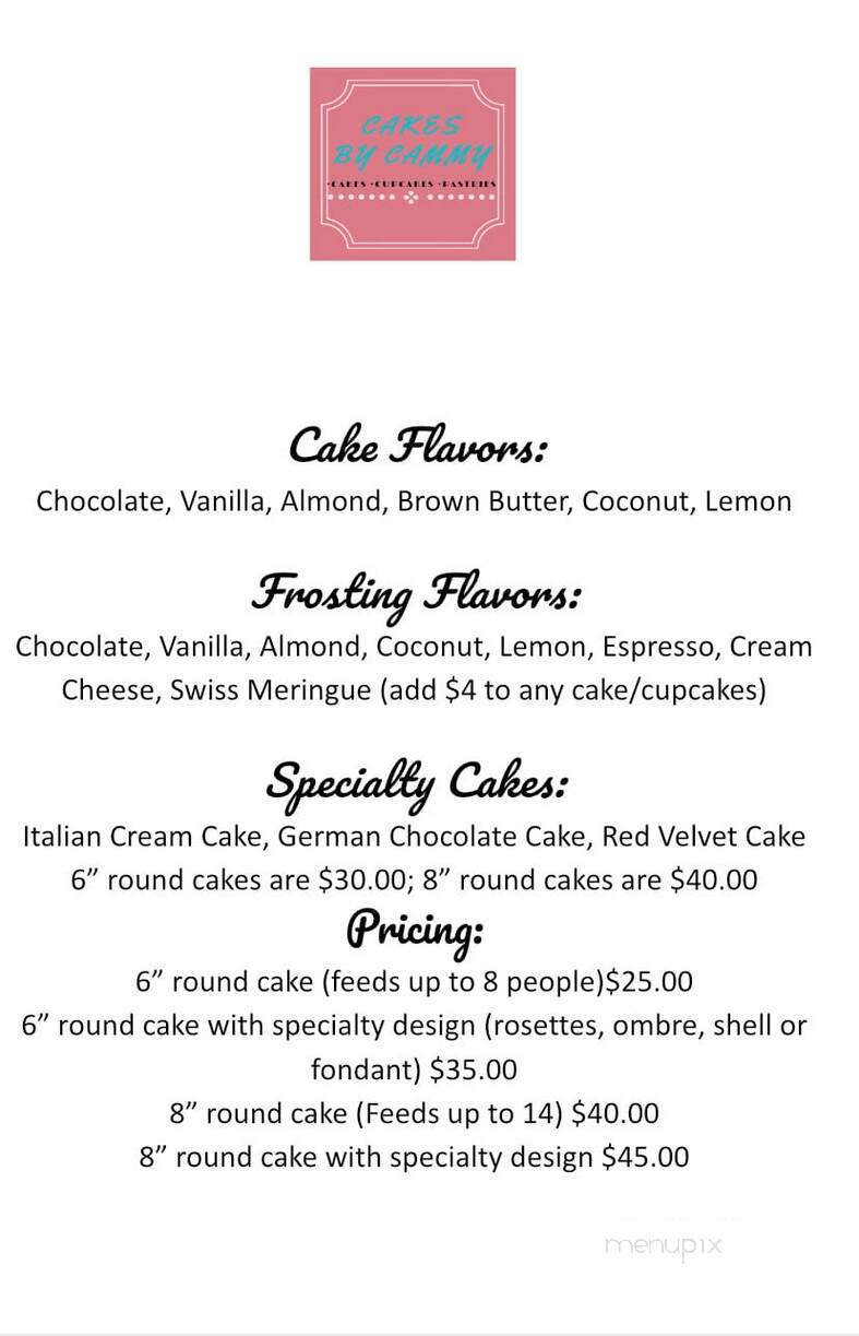 Cakes by Cammy - Carmichael, CA menu_pic