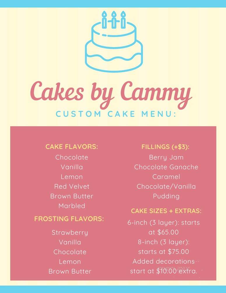 Cakes by Cammy - Carmichael, CA menu_pic