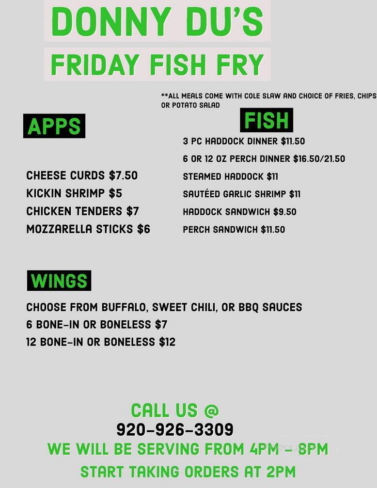Donny Du's - Fond du Lac, WI menu_pic