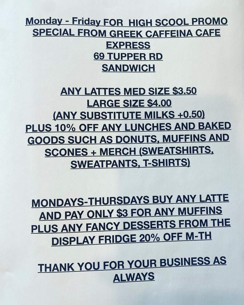 Greek Caffeina Cafe - Sandwich, MA
