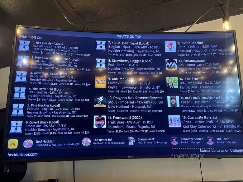 Heckler Brewing Company - Fayetteville, NC menu_pic