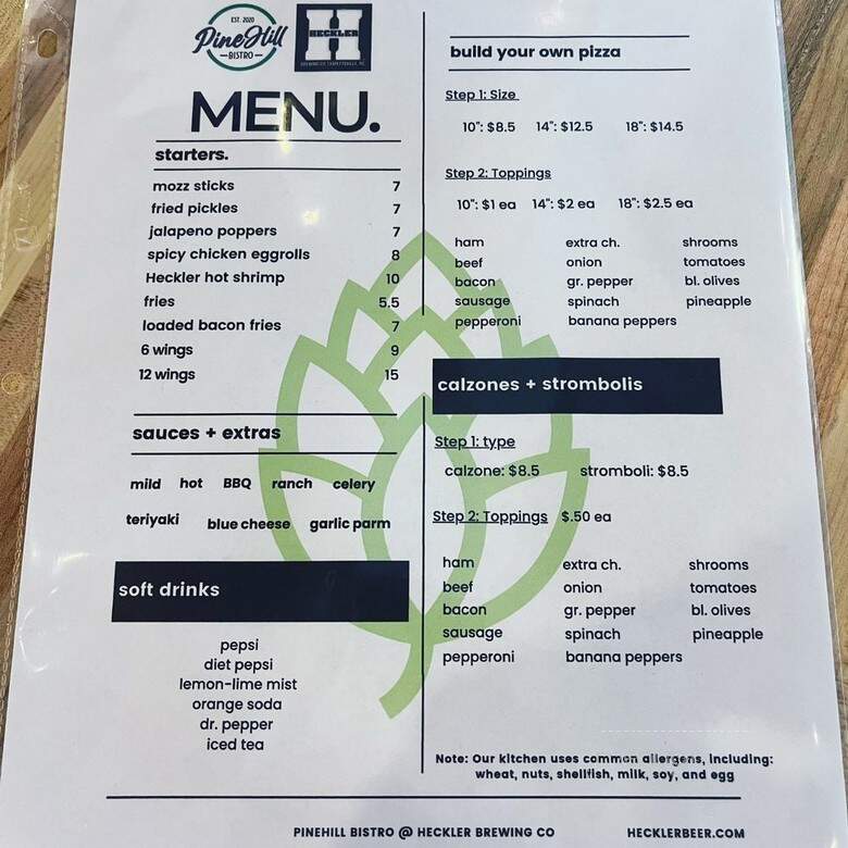 Heckler Brewing Company - Fayetteville, NC menu_pic