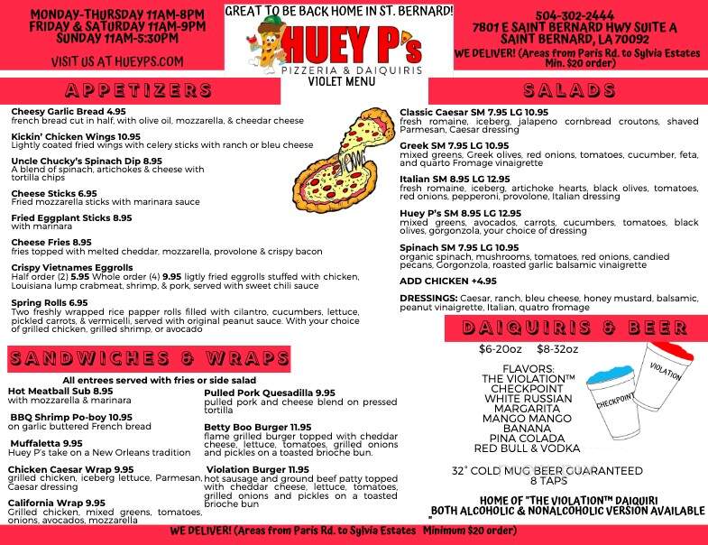 Huey P's Pizzeria & Daiquiris - Violet, LA
