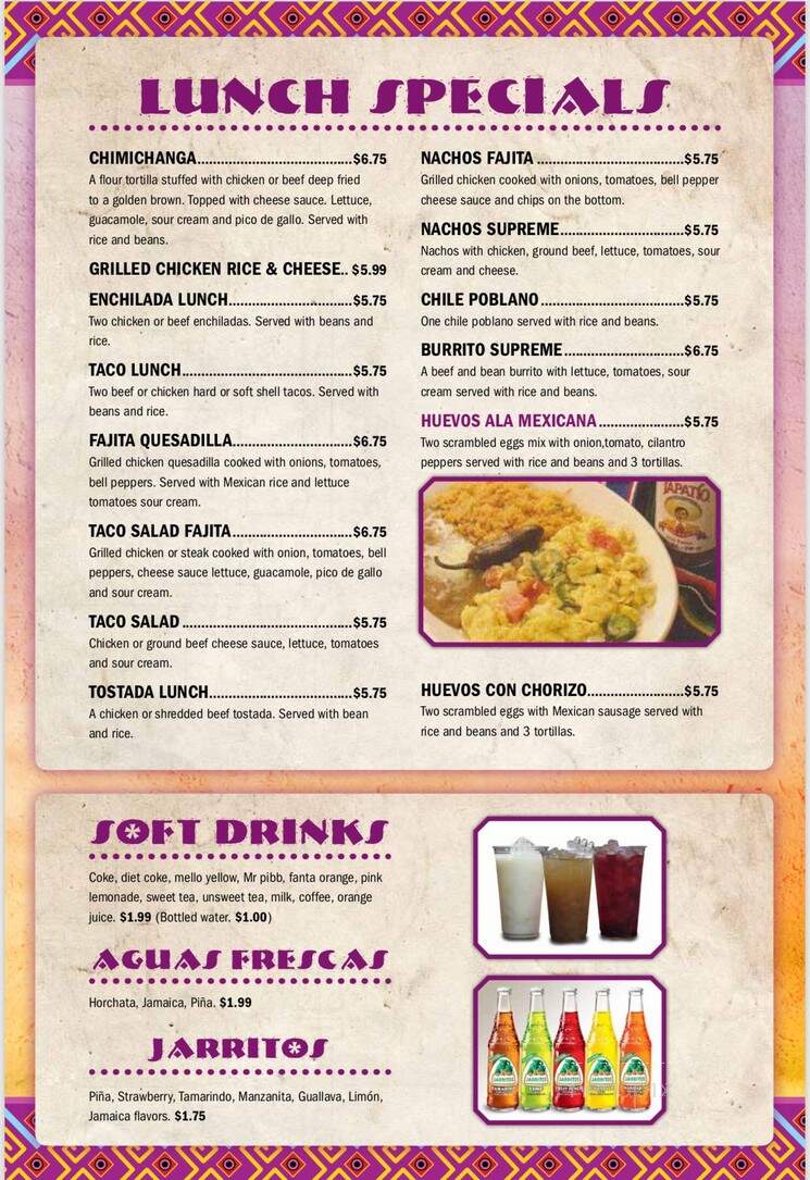 Hugo's Mexican Restaurant - Paducah, KY menu_pic