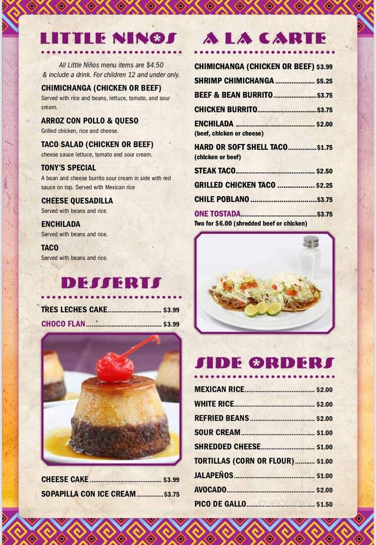 Hugo's Mexican Restaurant - Paducah, KY menu_pic