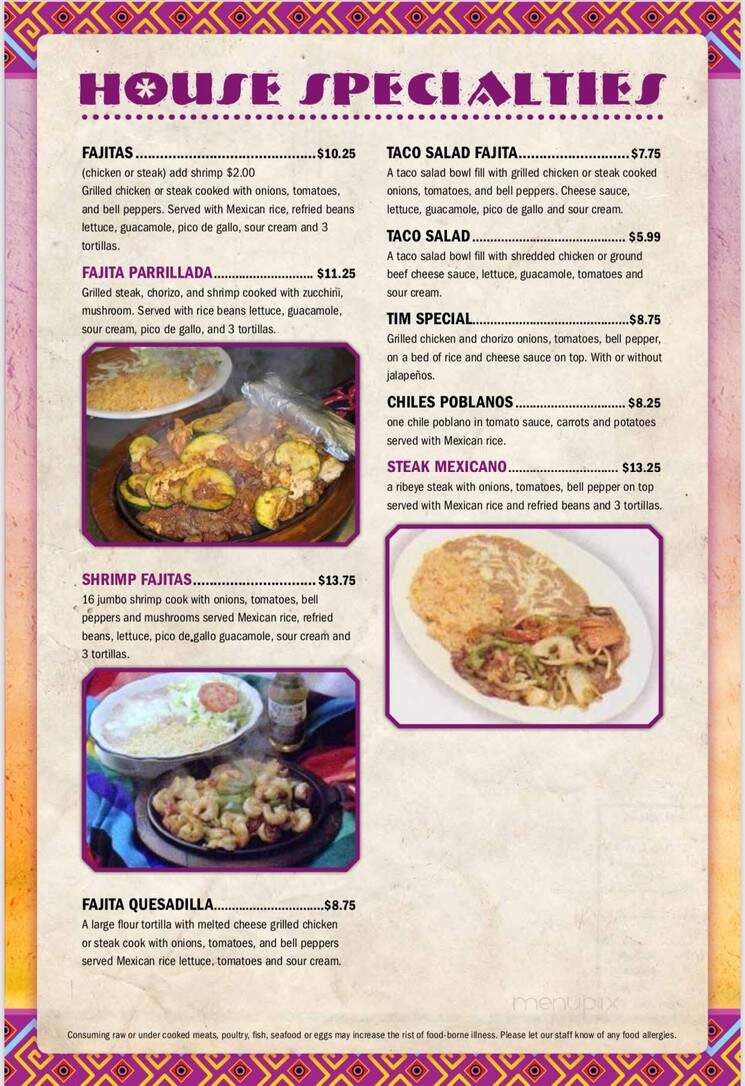 Hugo's Mexican Restaurant - Paducah, KY menu_pic
