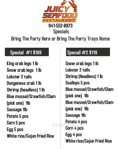 Juicy Seafood - Sarasota, FL menu_pic