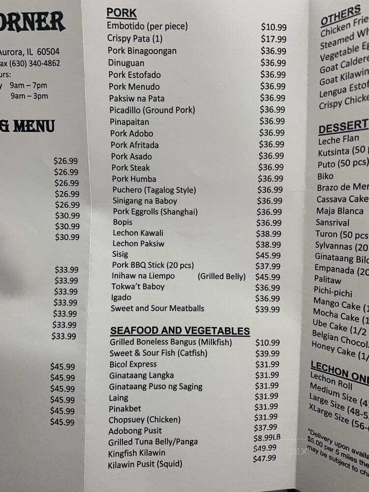 Pinoy Corner - Aurora, IL menu_pic