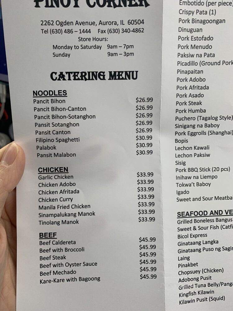 Pinoy Corner - Aurora, IL menu_pic