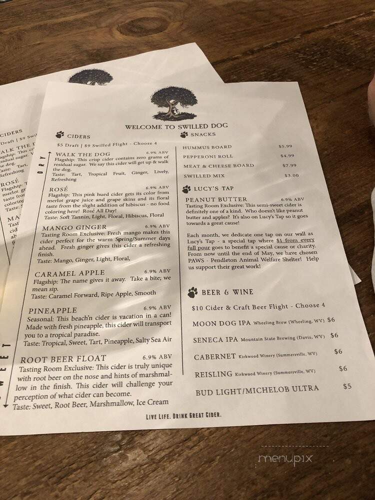 Swilled Dog Hard Cider - Upper Tract, WV menu_pic