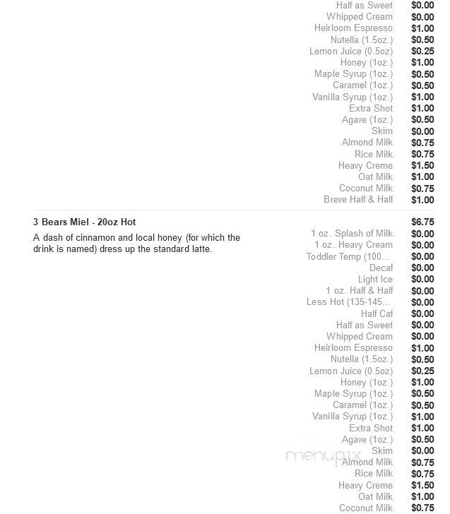 Twenty Below Coffee - Moorhead, MN menu_pic