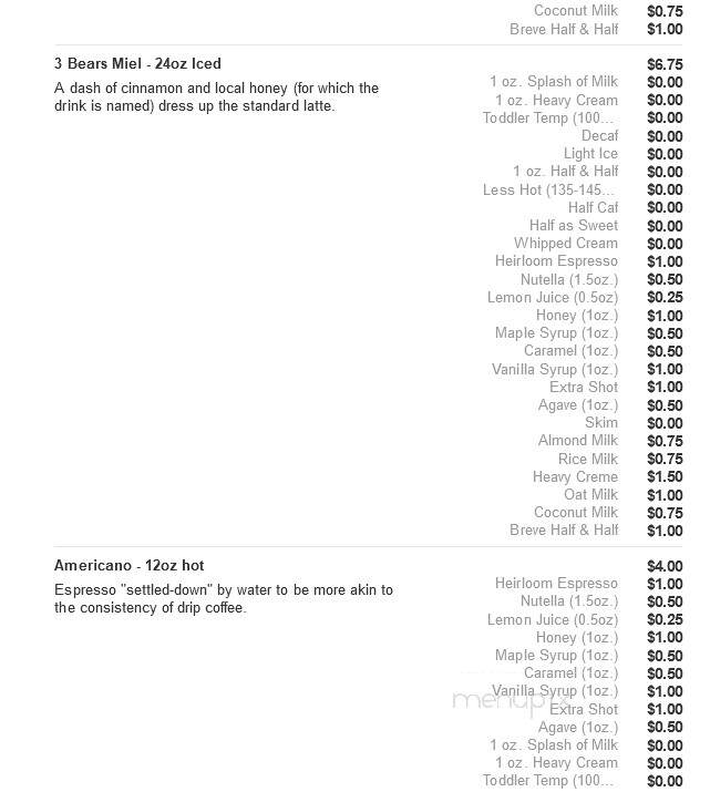 Twenty Below Coffee - Moorhead, MN menu_pic