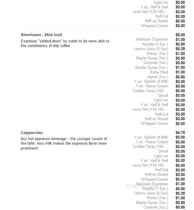 Twenty Below Coffee - Moorhead, MN menu_pic