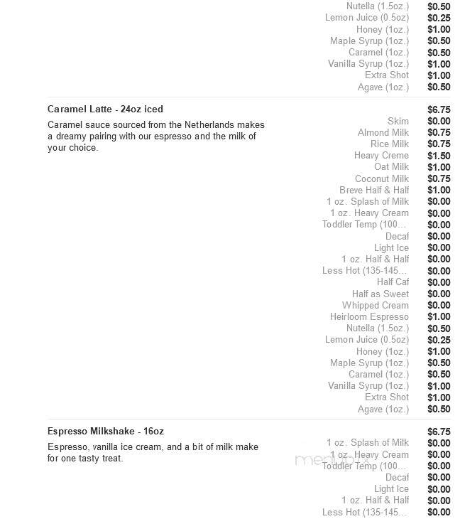 Twenty Below Coffee - Moorhead, MN menu_pic