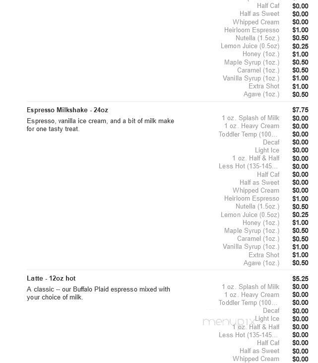 Twenty Below Coffee - Moorhead, MN menu_pic