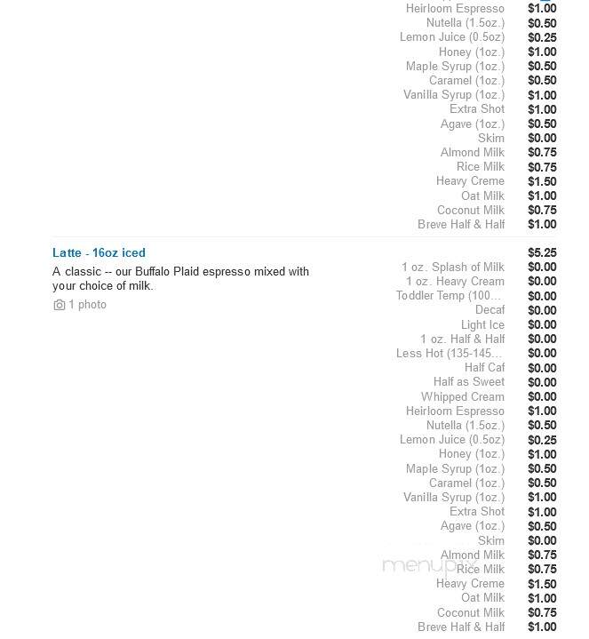 Twenty Below Coffee - Moorhead, MN menu_pic