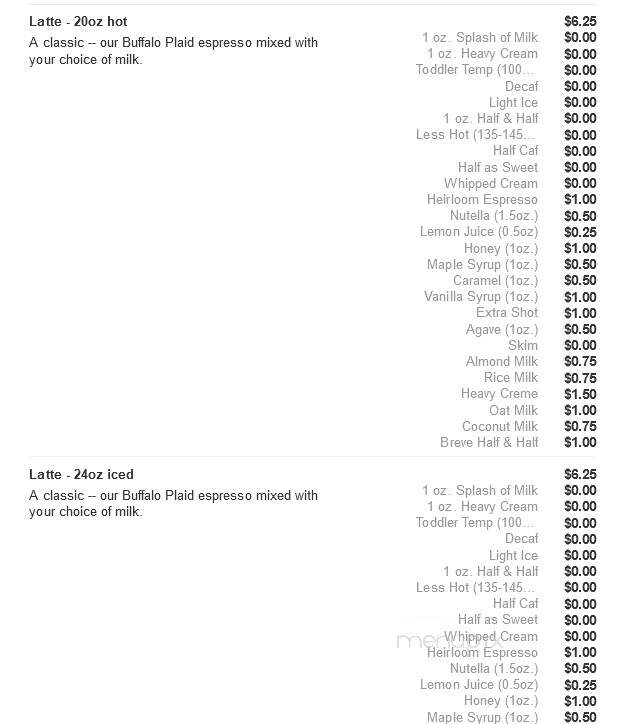 Twenty Below Coffee - Moorhead, MN menu_pic