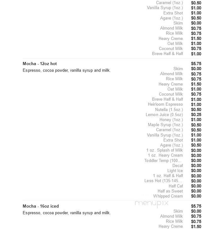 Twenty Below Coffee - Moorhead, MN menu_pic