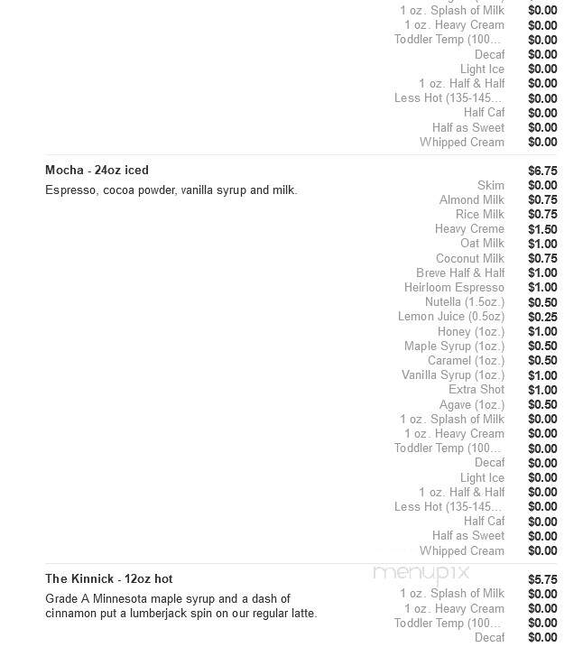 Twenty Below Coffee - Moorhead, MN menu_pic