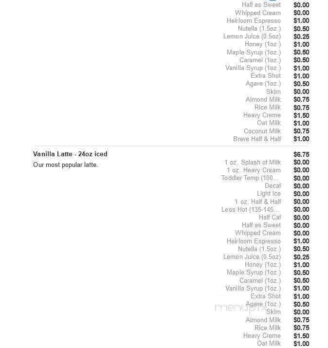 Twenty Below Coffee - Moorhead, MN menu_pic