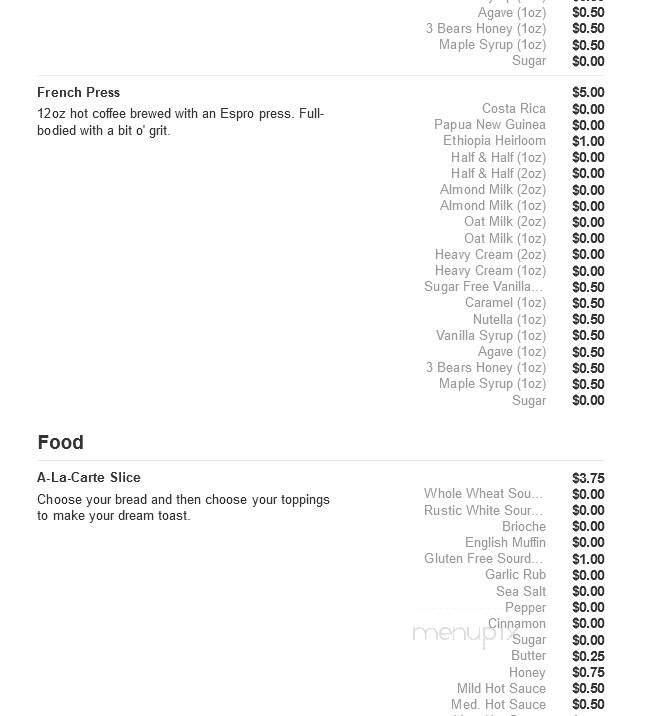Twenty Below Coffee - Moorhead, MN menu_pic