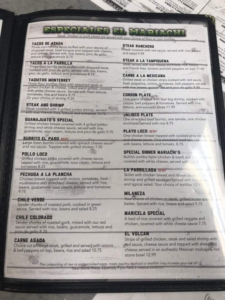 El Mariachi - Eureka Springs, AR menu_pic