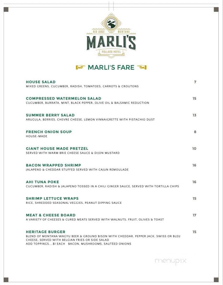 Marli's - Red Lodge, MT menu_pic