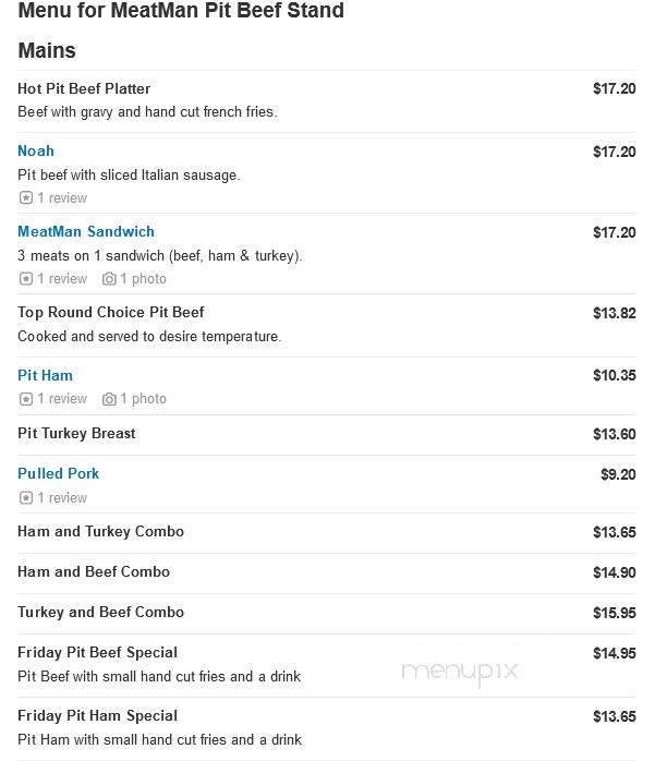 MeatMan Pit Beef Stand - Essex, MD menu_pic