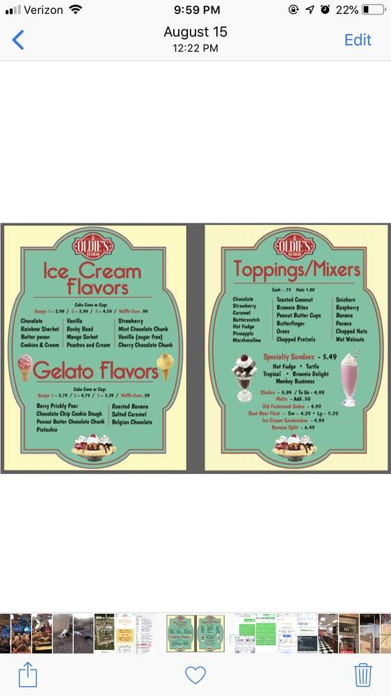 Oldie's Ice Cream - Gold Canyon, AZ menu_pic