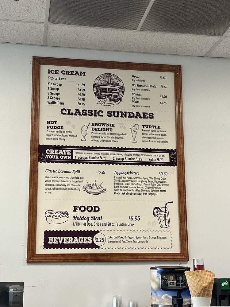 Oldie's Ice Cream - Gold Canyon, AZ menu_pic