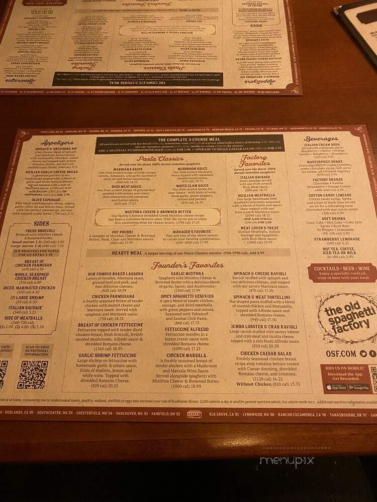 The Old Spaghetti Factory - Oklahoma City, OK menu_pic